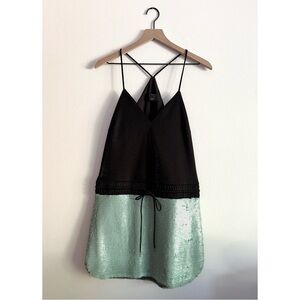 | new |  Dolce Vita Black and Mint Green Sequin Dress